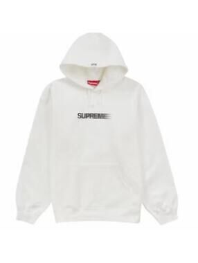 Supreme White Motion Logo Hoodie Sweatshirt (SS23) - Medium